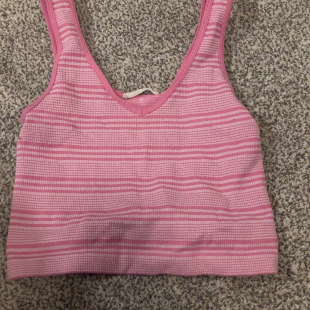 Tilly's Pink and White Striped Knit Tank